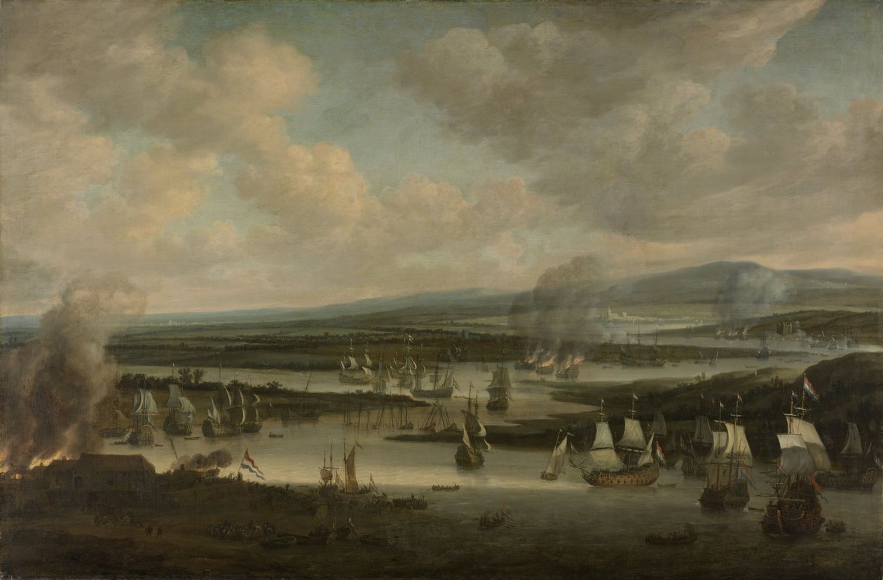 Vypálení anglické flotily v Chathamu, červen 1667, 1667-78 od Willem Schellinks
