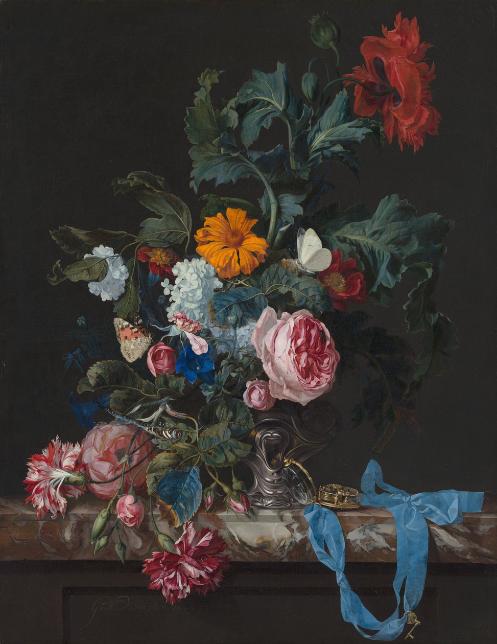 Zátiší s máky a růžemi od Willem van Aelst