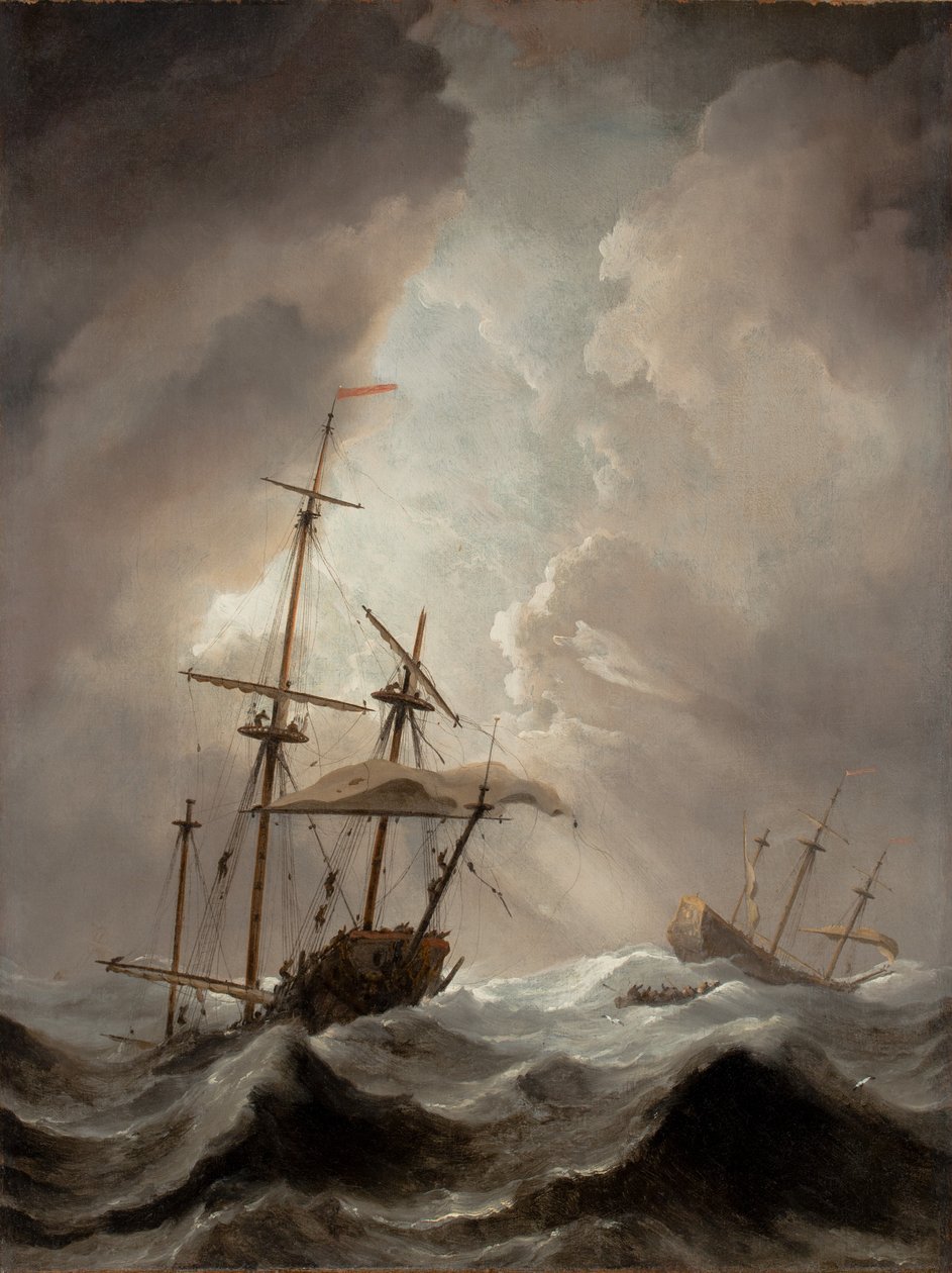 Bouře na moři od Willem van de Velde
