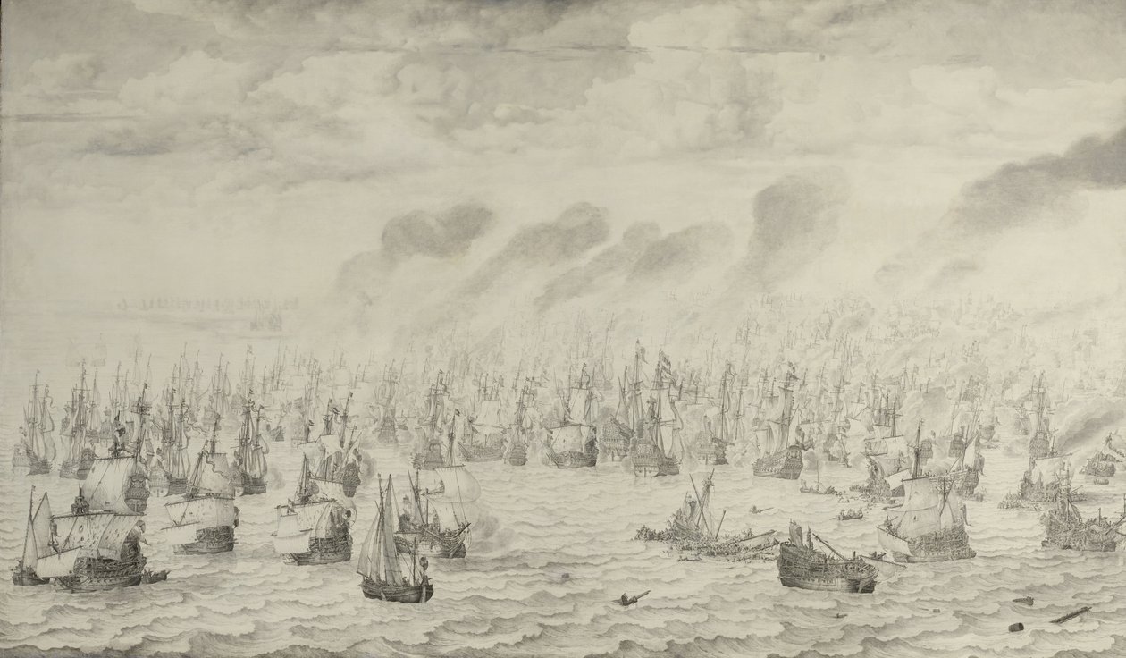 epizoda z první anglo- války (1652-54) od Willem van de Velde the Elder