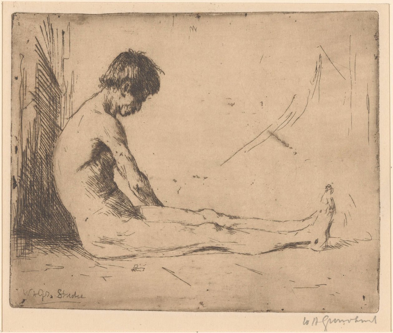 Sedící nahý muž od Willem Adrianus Grondhout (signed by artist)