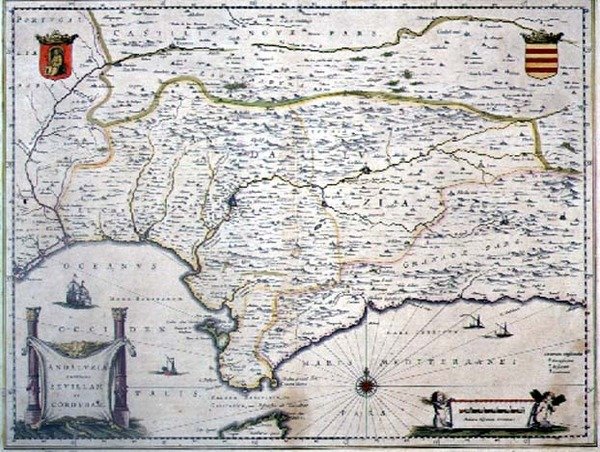 Mapa Andalusie, Španělsko (rytina) od Willem Blaeu
