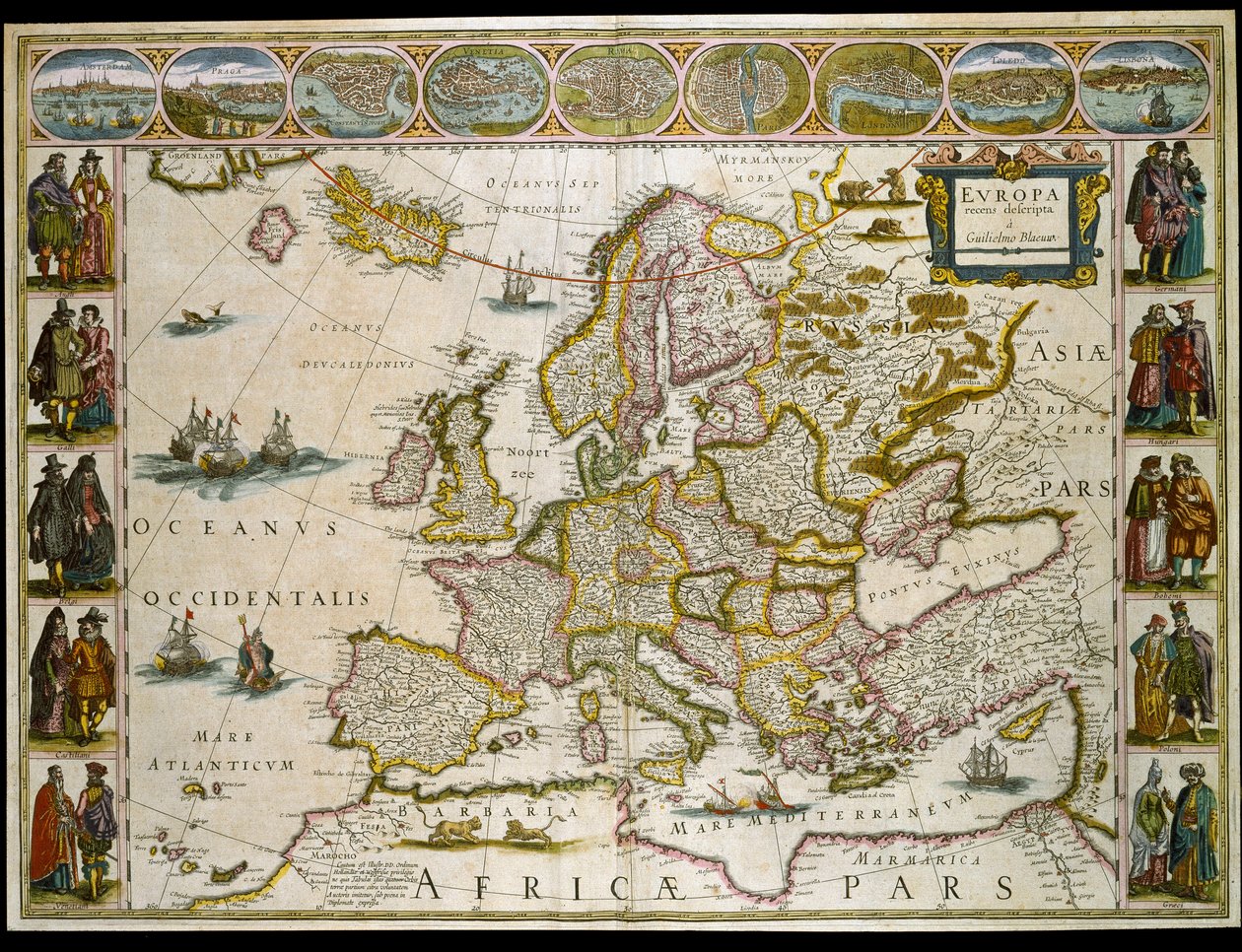 Mapa Evropy. (rytina od Willem Blaeu