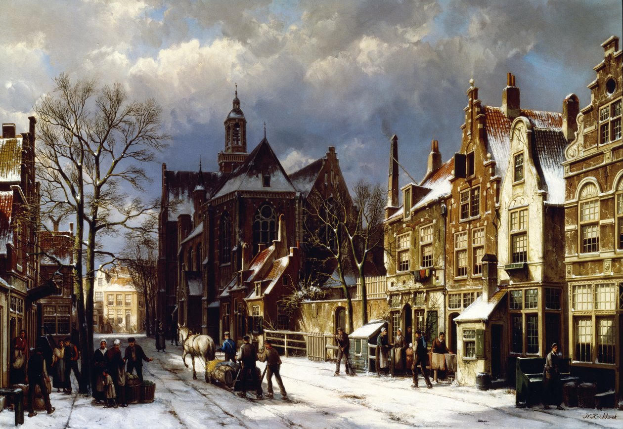 Pouliční scéna, Amsterdam (olej na plátně) od Willem Koekkoek
