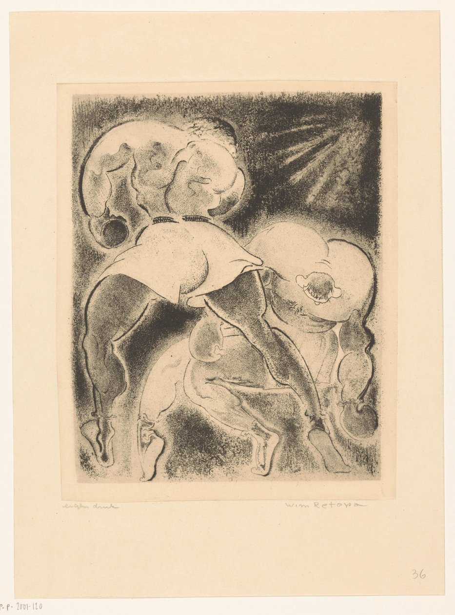 Dva muži v boxu od Willem Retera (signed by artist)