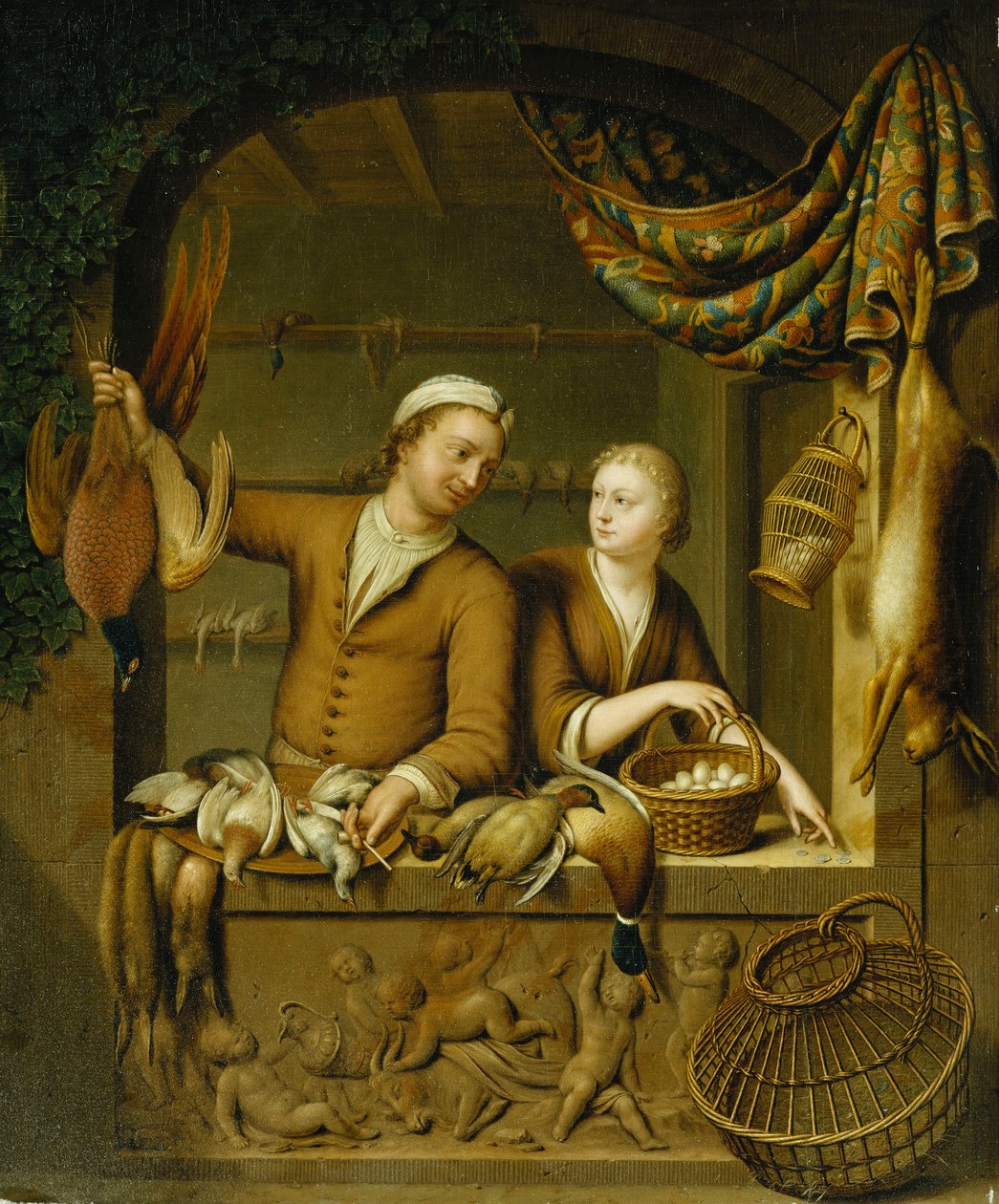 Prodavači drůbeže, 1727 od Willem Van Mieris