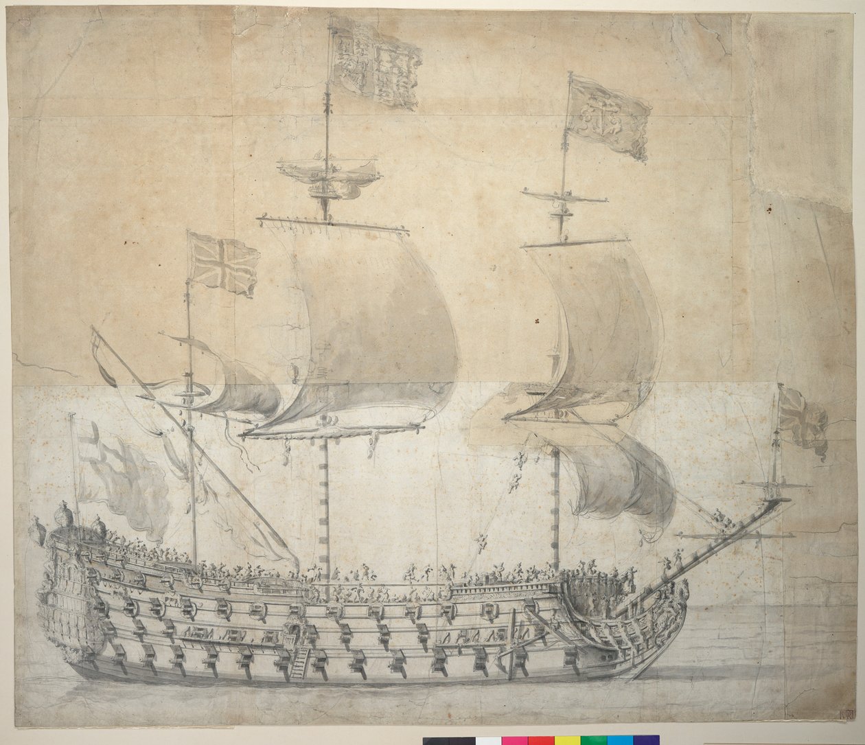 HMS Britannia (kresba) od Willem van de the Elder Velde