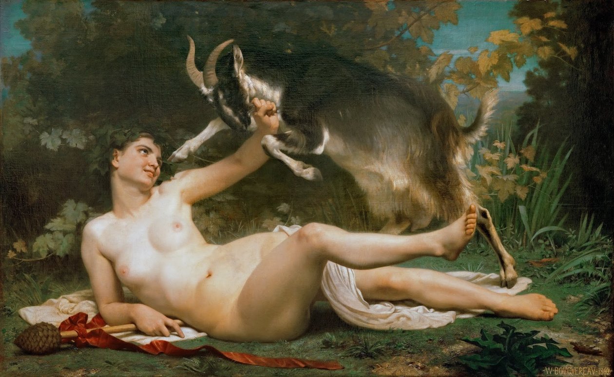 Bacchante zápasící s kozou od William Adolphe Bouguereau