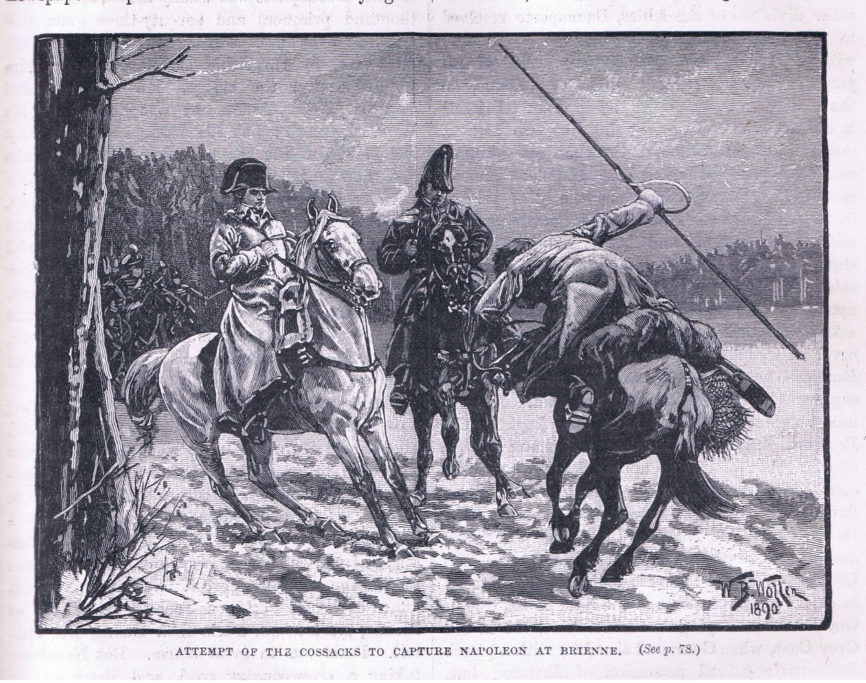 Pokus kozáků zajmout Napoleona v Brienne od William Barnes Wollen