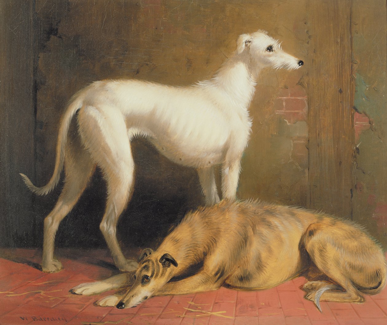 Deerhoundi v interiéru od William Barraud