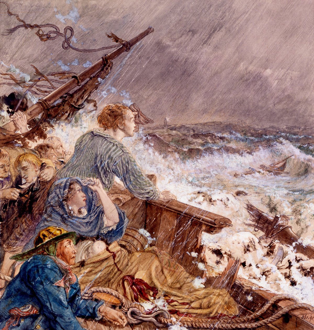 Grace Darling a její otec zachraňující ztroskotanou posádku, 7. září 1838 od William Bell Scott