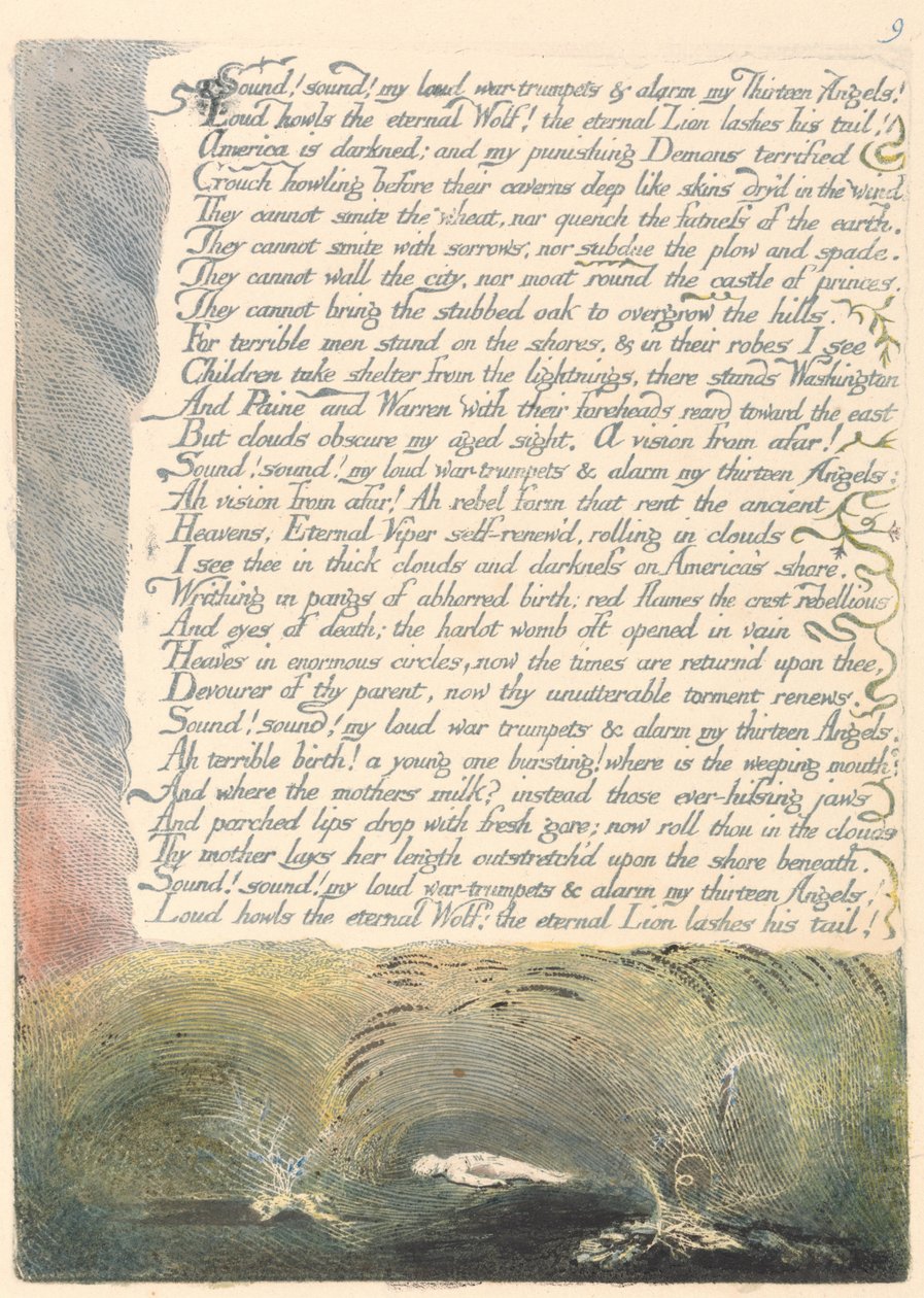 Amerika. Proroctví, talíř 11, od William Blake