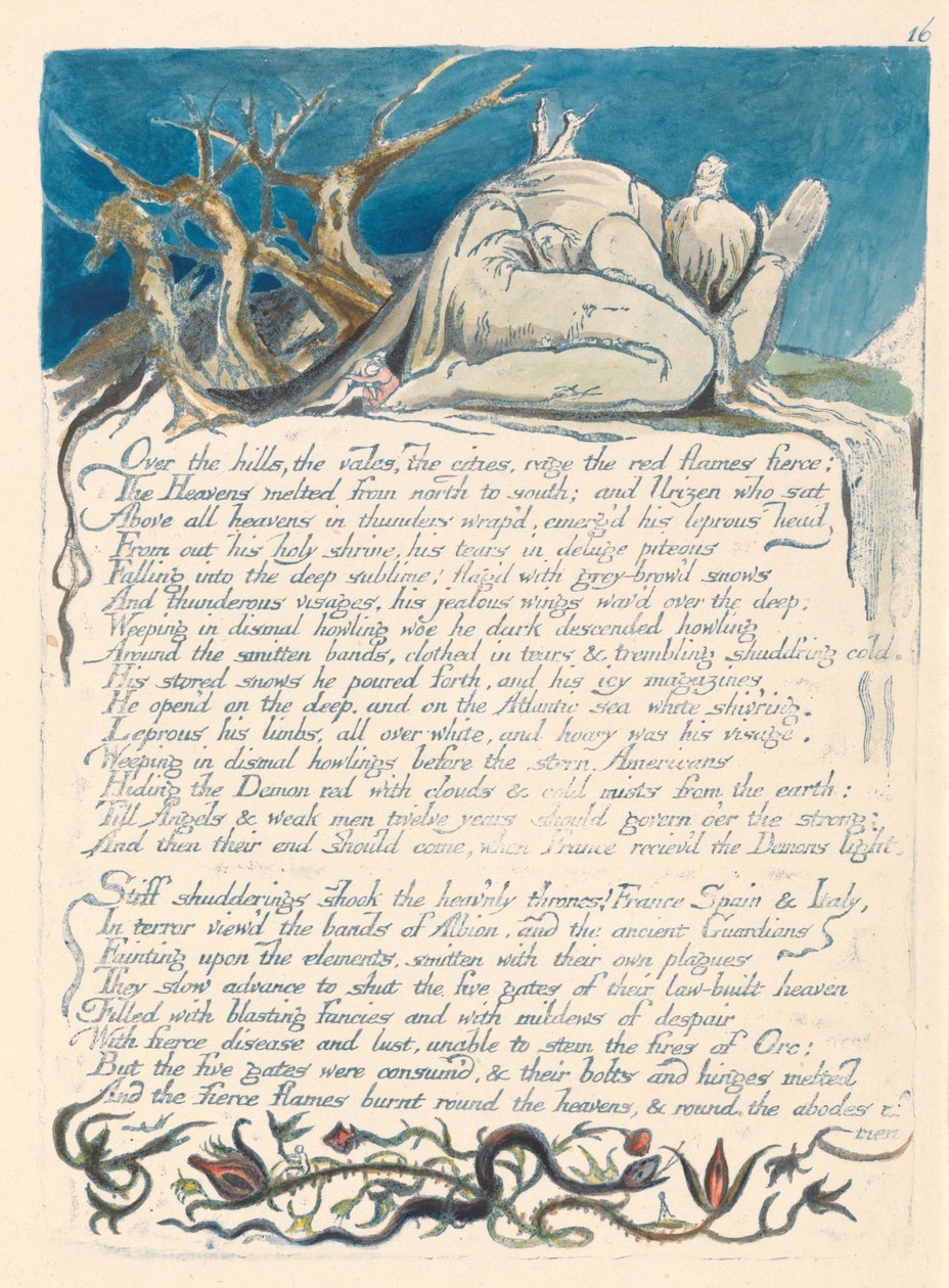 Amerika. Proroctví, talíř 18, přes kopce .... od William Blake