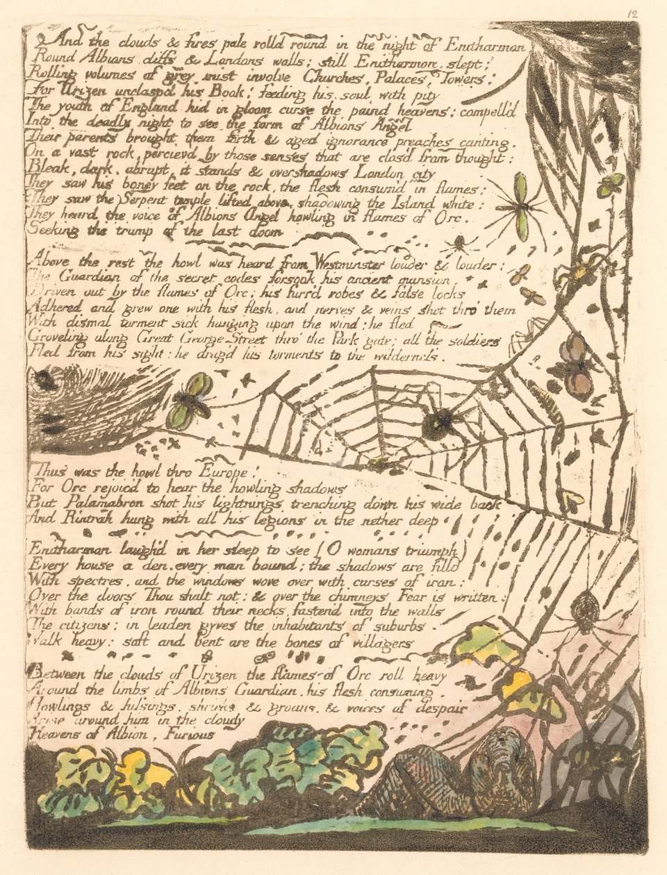 Evropa. Proroctví, talíř 14 a mraky a ohně. . . . (Bentley 15) od William Blake