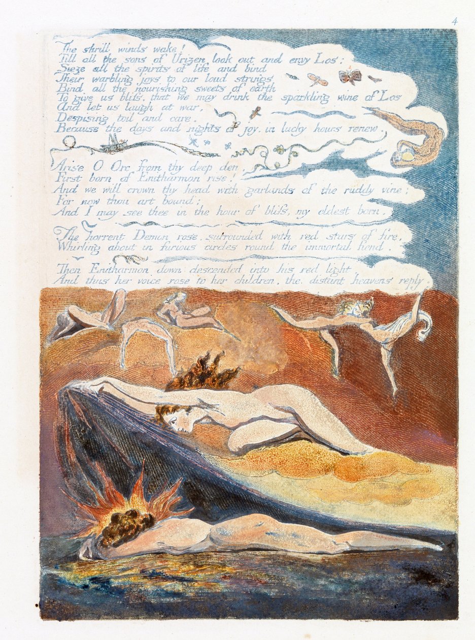 Ilustrace z knihy "Evropa: proroctví", Lambeth, 1794 (tuš a čb na papíře) od William Blake