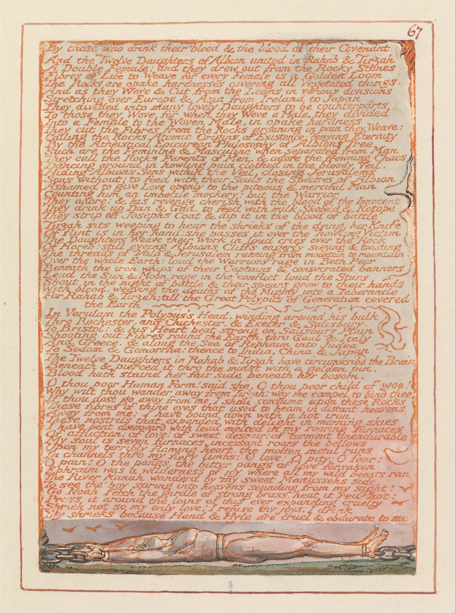 Jeruzalém, talíř 67, Od těch, kteří pijí krev ... od William Blake