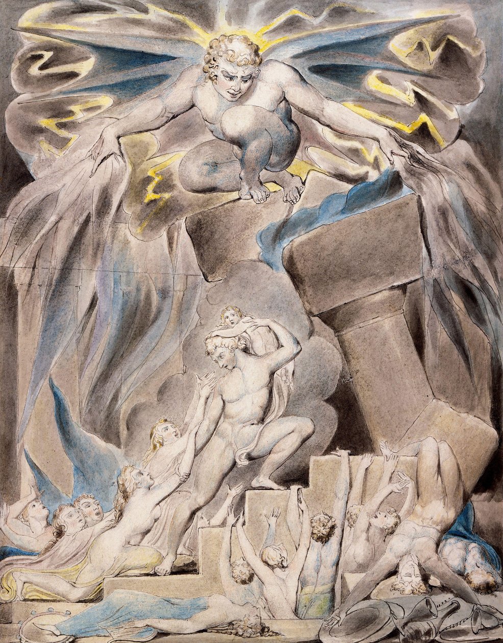 Jobs, synové a dcery zahlceni satanem od William Blake