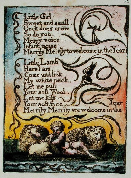 Little Girl... ilustrace z Songs of Innocence and of Experience, (Bentley Copy L) pl.12 (Bentley 23) 1789-94 (reliéfní lept perem a wc na papíře) od William Blake