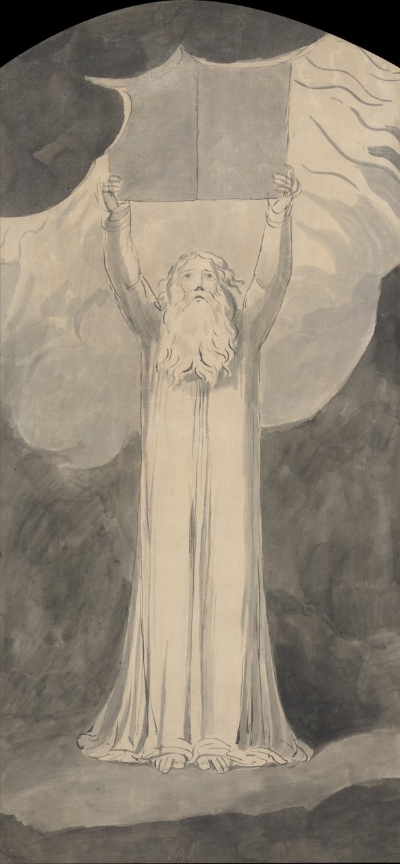 Mojžíš přijímá Zákon od William Blake