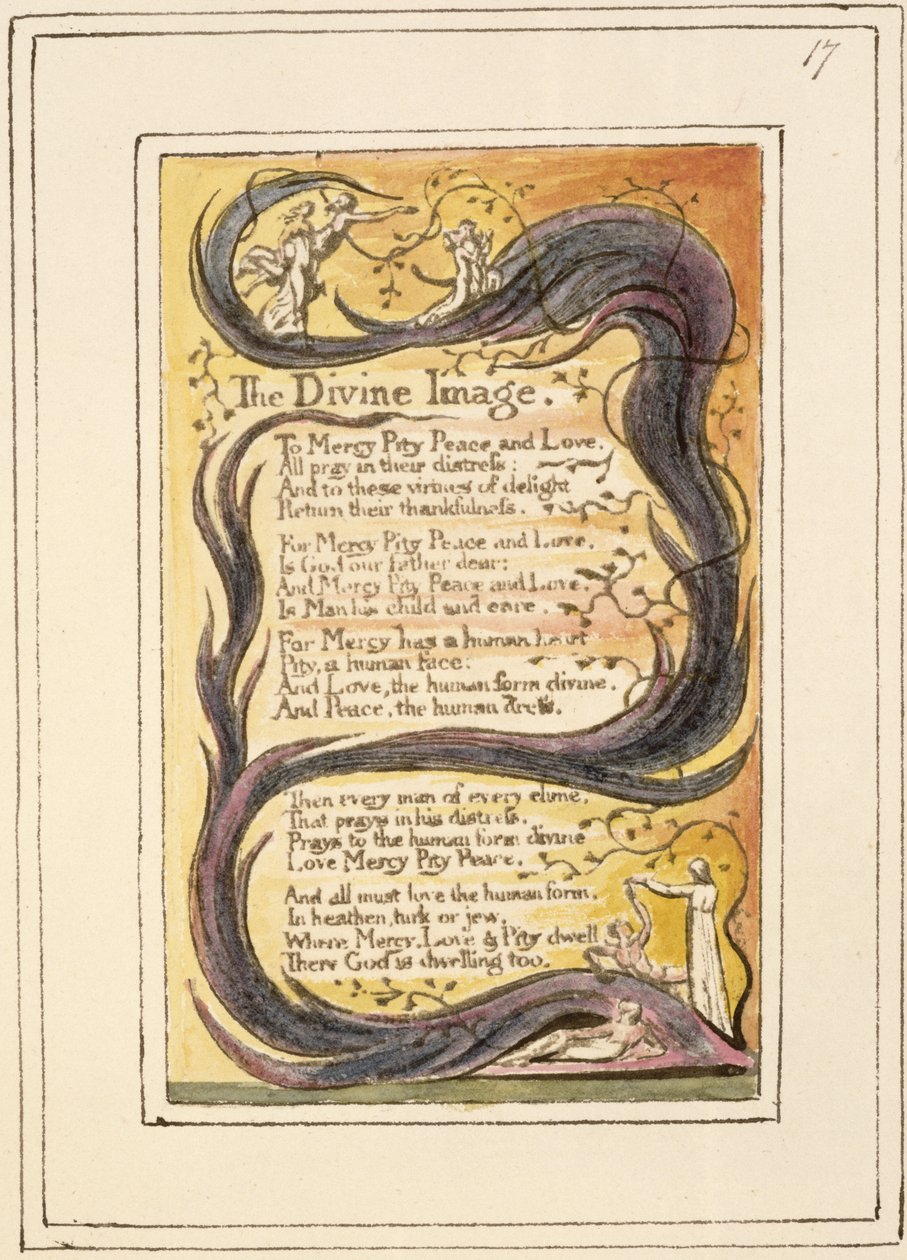 S.124-1950.pt17 Božský obraz: deska 17 z Songs of Innocence and of Experience (kopie R) c.1802-08 (lept, inkoust a wc) od William Blake