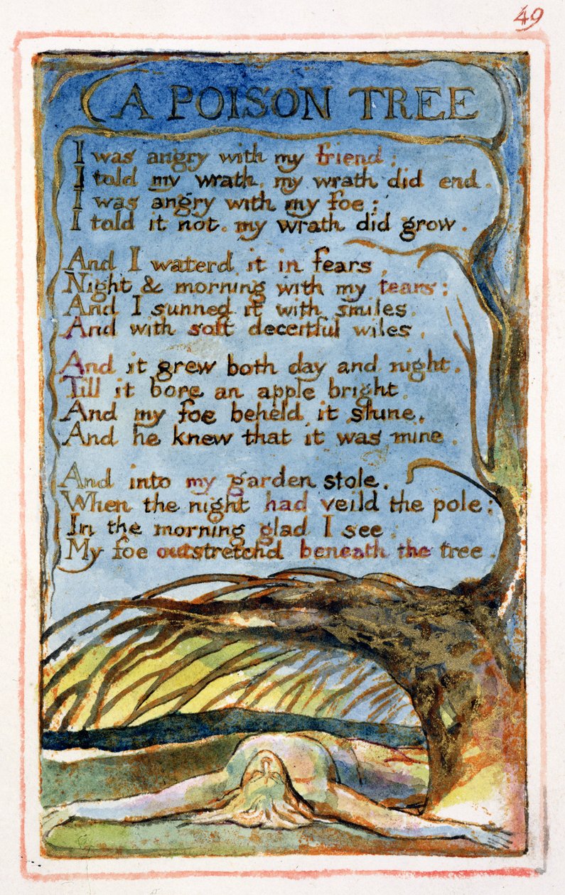 S.125-1950.pt49 A Poison Tree: plate 49 from Songs of Innocence and of Experience (kopie AA) c.1815-26 (lept, inkoust a wc) od William Blake