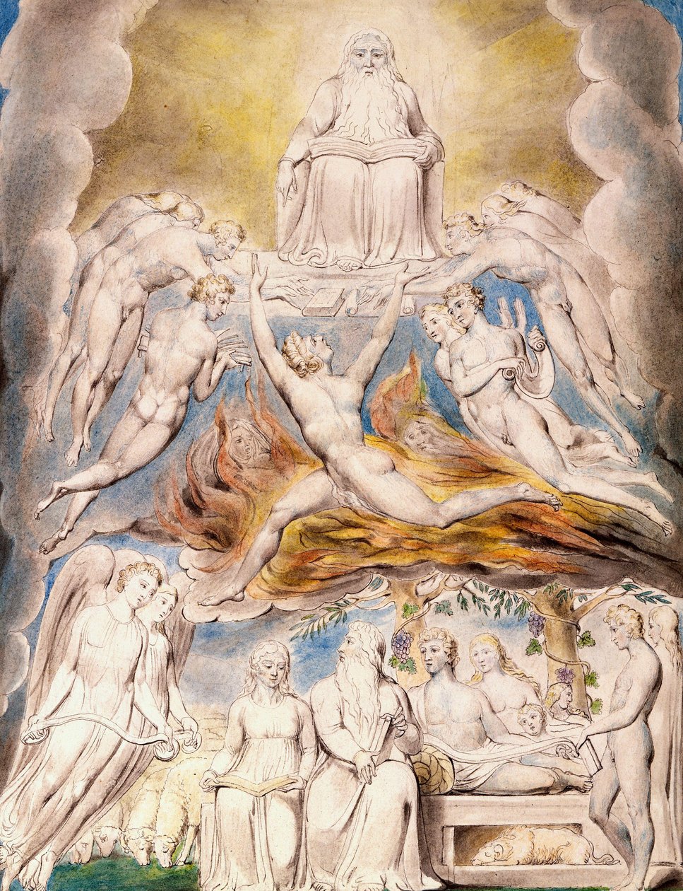 Satan před Božím trůnem od William Blake