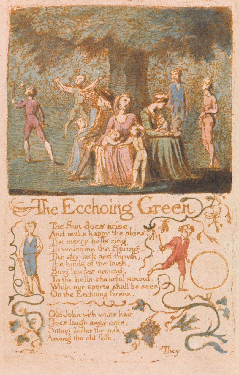 Songs of Innocence, Plate 10, The Ecchoing Green (Bentley 6) od William Blake