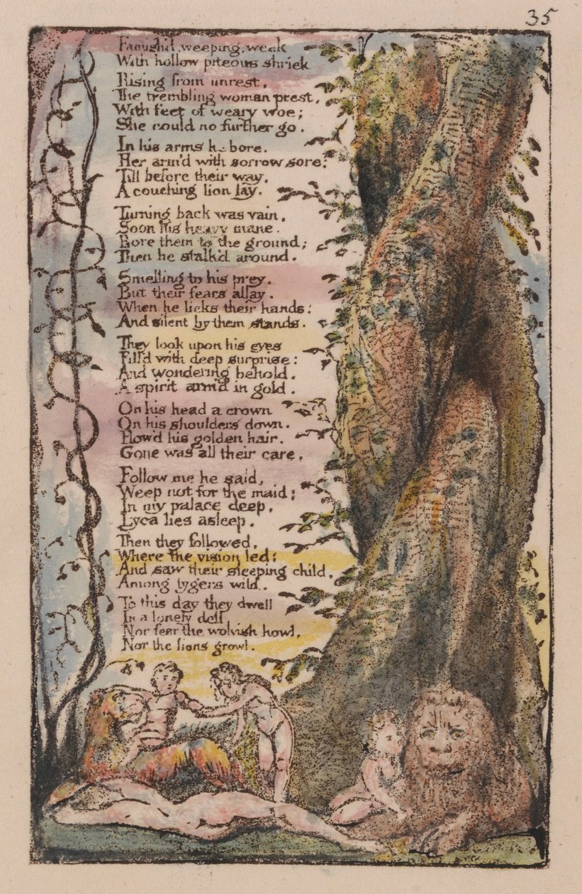 Songs of Innocence and of Experience, Plate 35, The Little Girl Found (Bentley 36) od William Blake