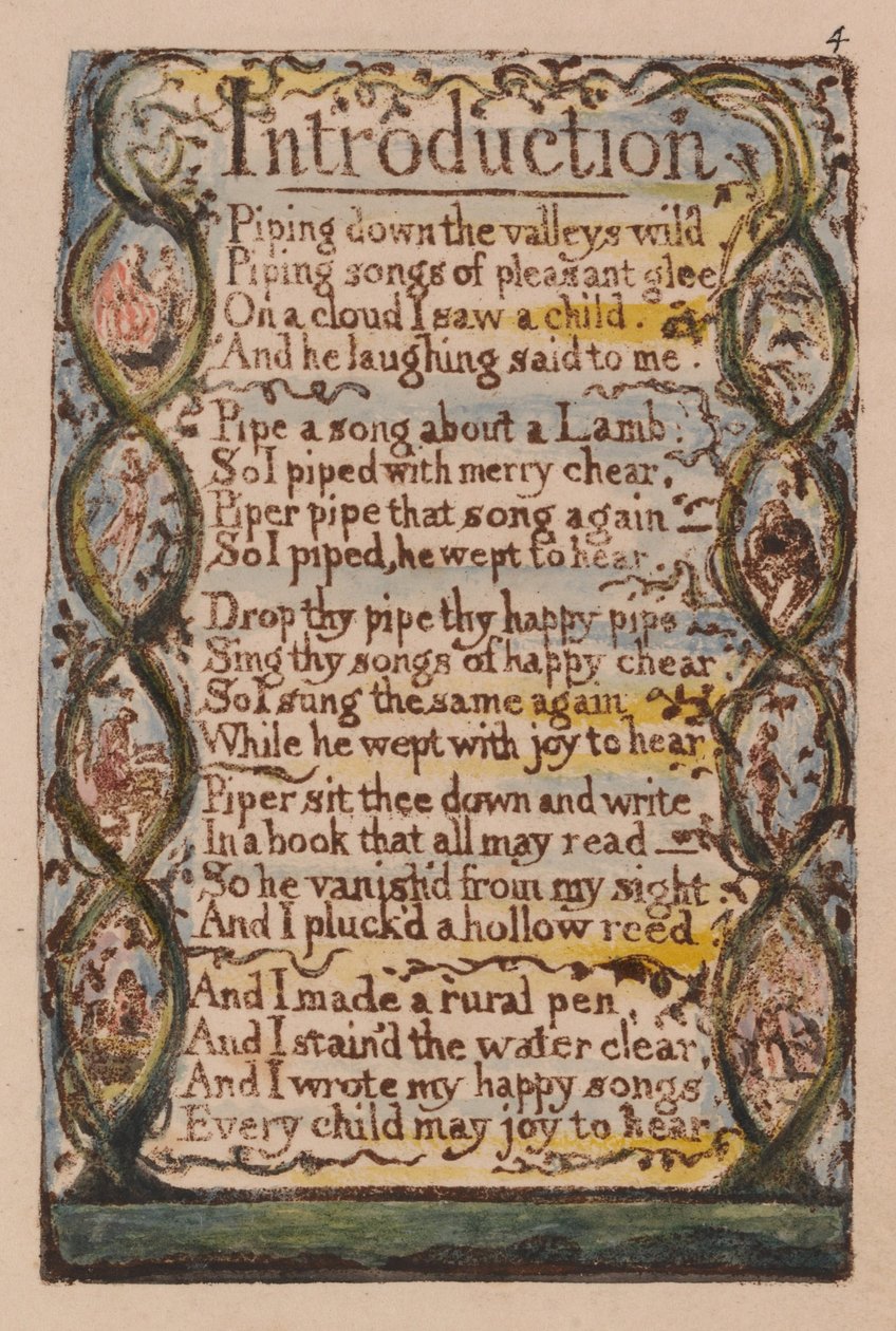 Songs of Innocence and of Experience, Plate 4, Introduction (Bentley 4) od William Blake