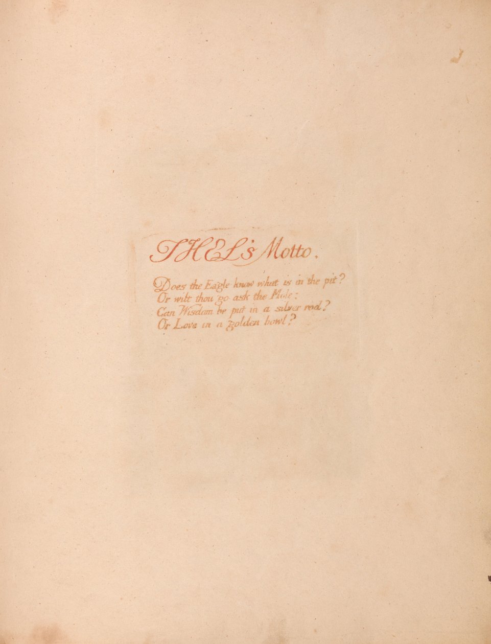 Kniha Thel, deska 1, Thels Motto. . . . od William Blake