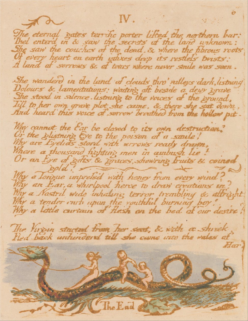 Kniha Thel, talíř 8, od William Blake