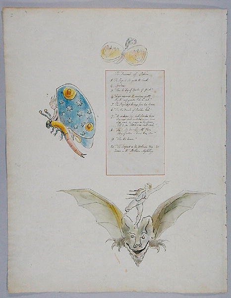 The Descent of Odin design 78 z The Poems of Thomas Gray 1797-98 (wc s perem a inkoustem na papíře) od William Blake