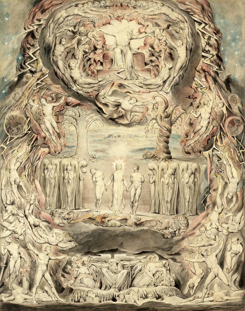 The Fall of Man (pero, inkoust a wc na papíře) od William Blake