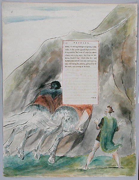 The Fatal Sisters, design 70 z The Poems of Thomas Gray, 1797-98 (wc s perem a inkoustem na papíře) od William Blake