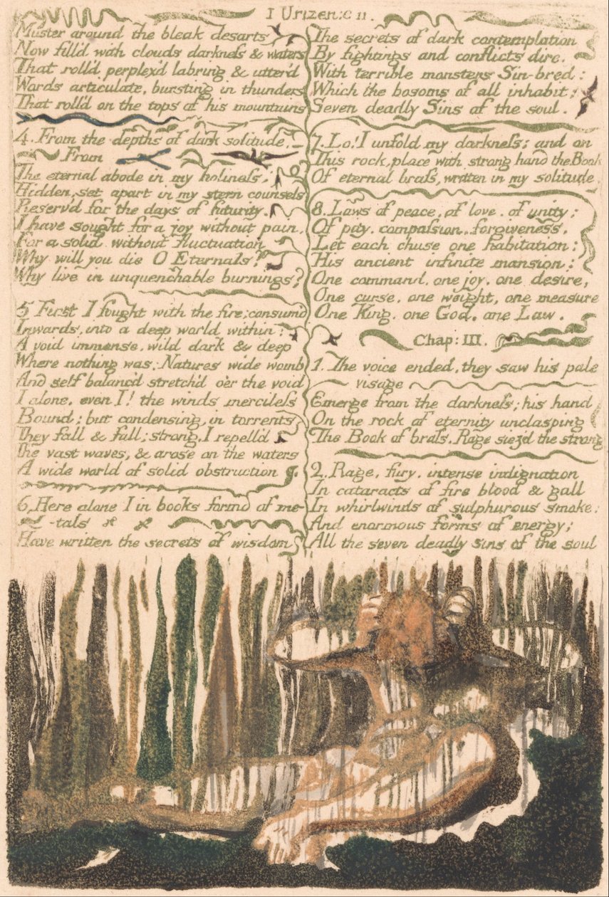 The First Book of Urizen, Plate 4, Muster around the temný desarts. . . . (Bentley 4) od William Blake