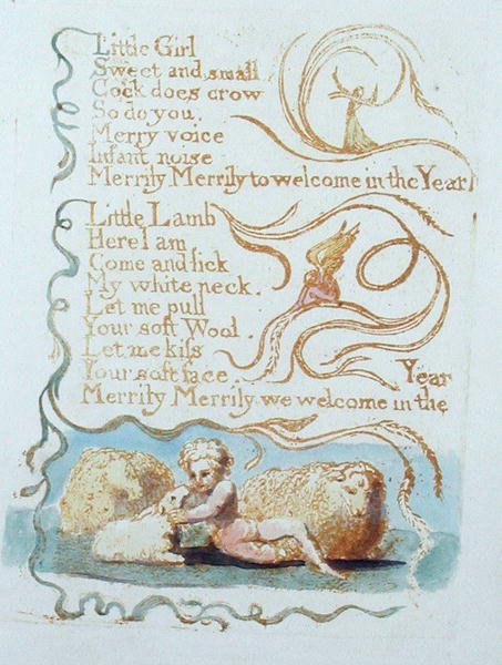 The Little Girl, deska 26 z Songs of Innocence, 1789 (reliéfní lept s wc) od William Blake