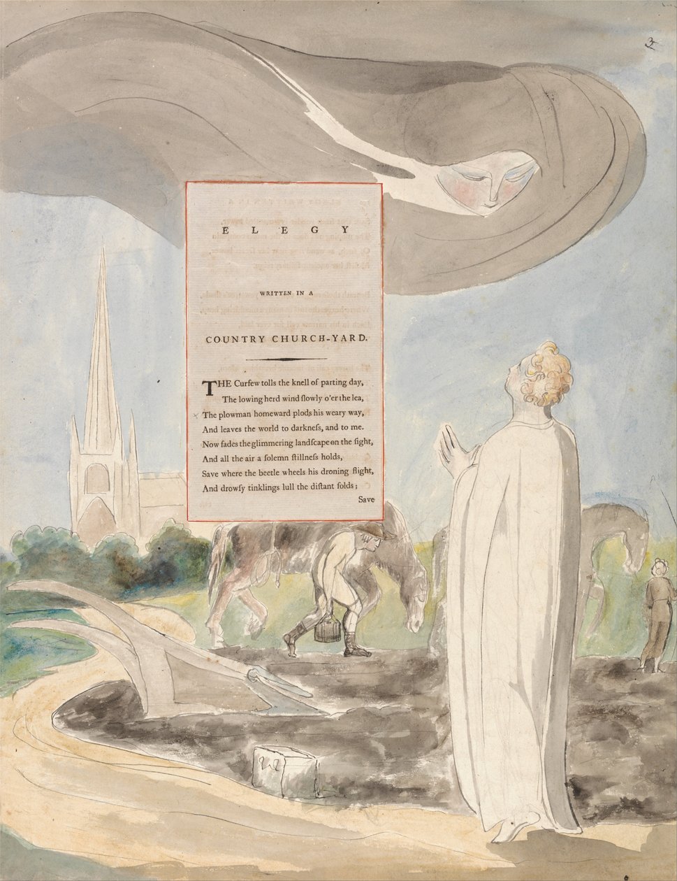 Básně Thomase Graye, Design 107, Elegy napsané na venkovském kostelním dvoře. od William Blake