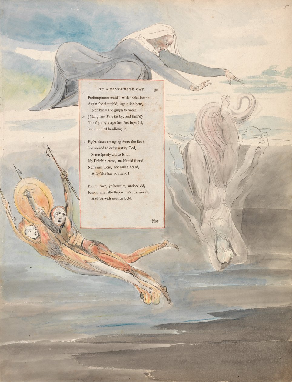The Poems of Thomas Gray, Design 11, Ode on the Death of a Favourite Cat. od William Blake