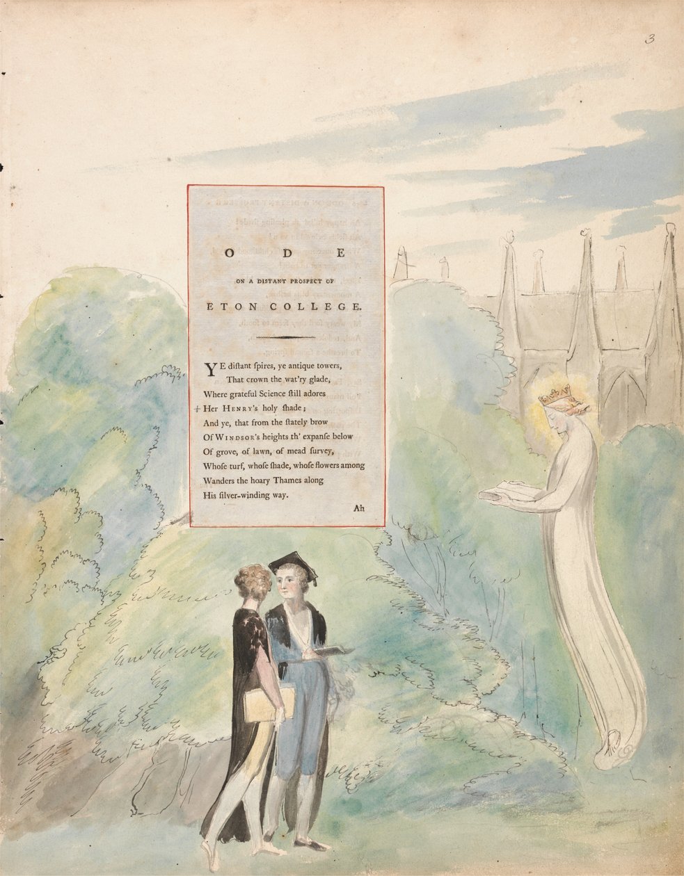 Básně Thomase Graye, Design 15, Óda na vzdálenou vyhlídku na Eton College. od William Blake