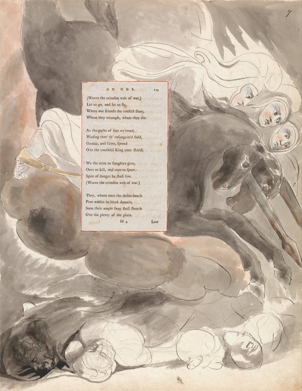 The Poems of Thomas Gray, Design 73, The Fatal Sisters. od William Blake