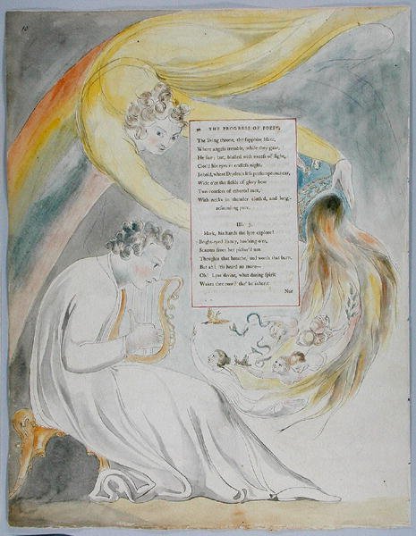 The Progress of Poesy, design 50 z The Poems of Thomas Gray, 1797-98 (wc s perem a černým inkoustem na papíře) od William Blake
