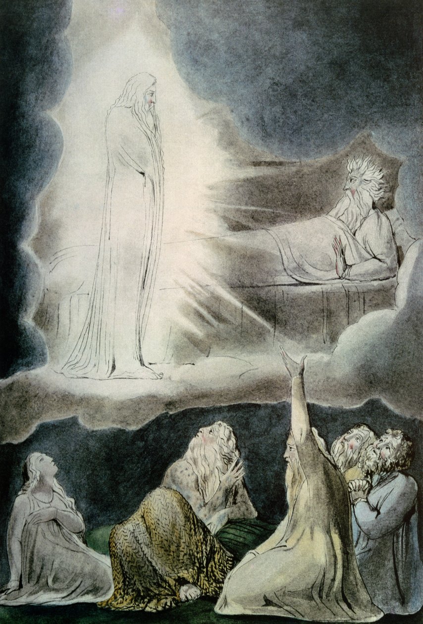 The Vision of Eliphaz, 1825 (pero, wc a tužka) od William Blake