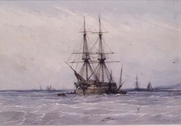 Brig u Anchor a čluny vedle od William Callow