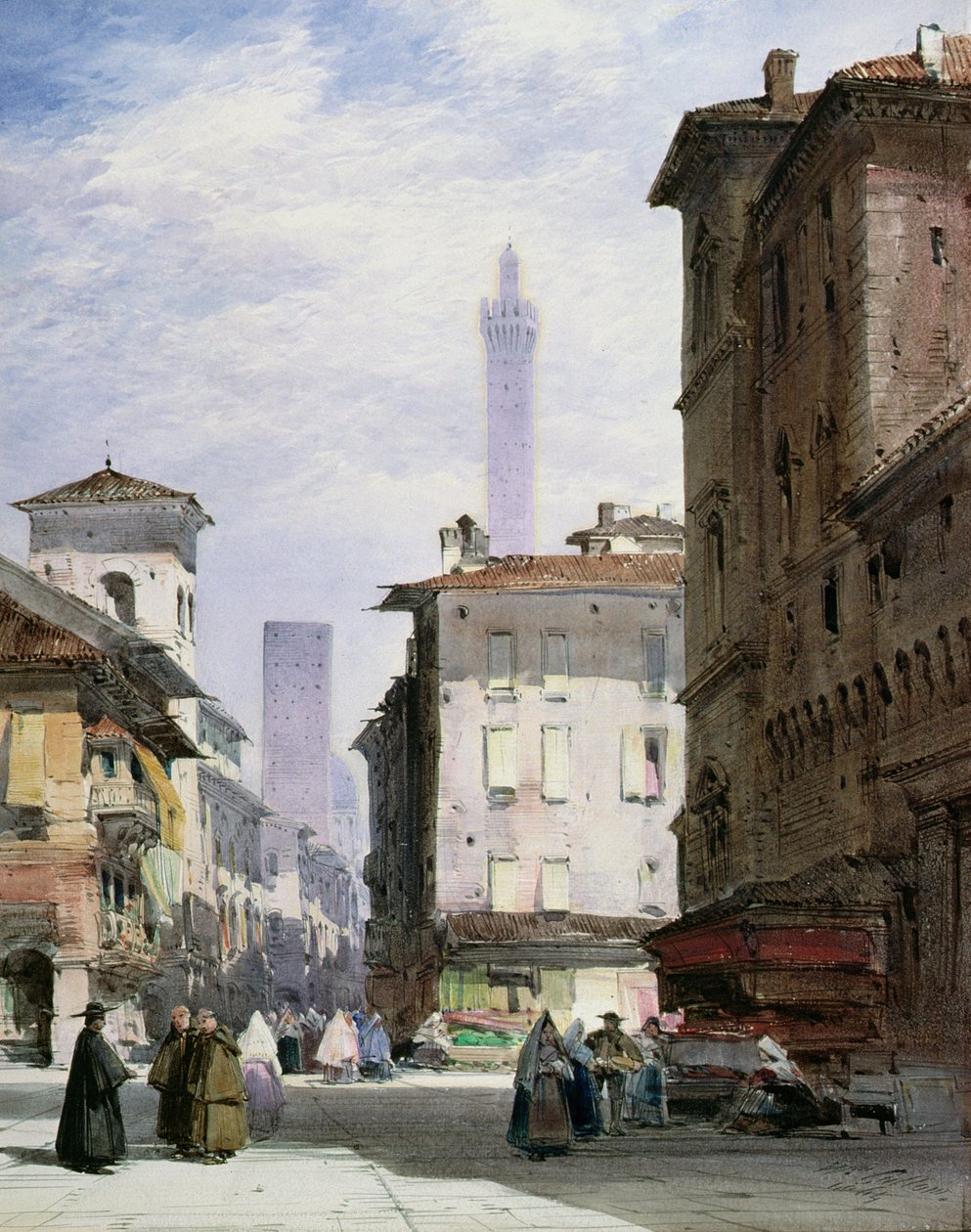 Šikmá věž, Bologna od William Callow