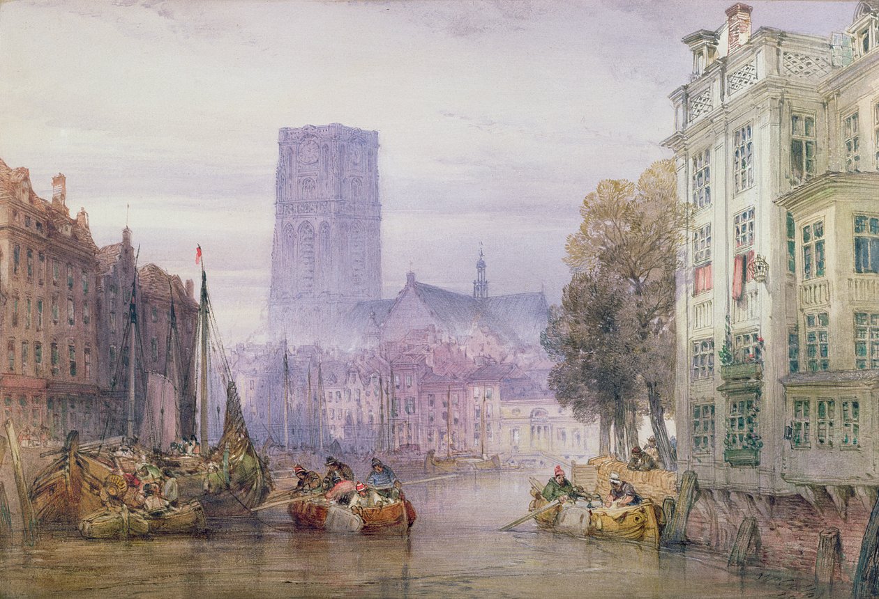 Velký kostel svatého Vavřince, Rotterdam, 1881 (wc nad tužkou) od William Callow