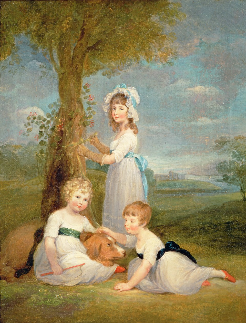Hrabě z Lincolnu, lady Anna Maria a lady Charlotte Pelham Clintonová, děti 4. vévody z Newcastlu od William Collins