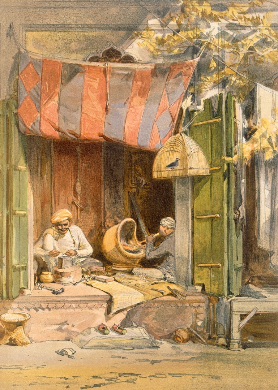Dillí - klenotník, z knihy "India Ancient and Modern", 1867 od William Crimea Simpson