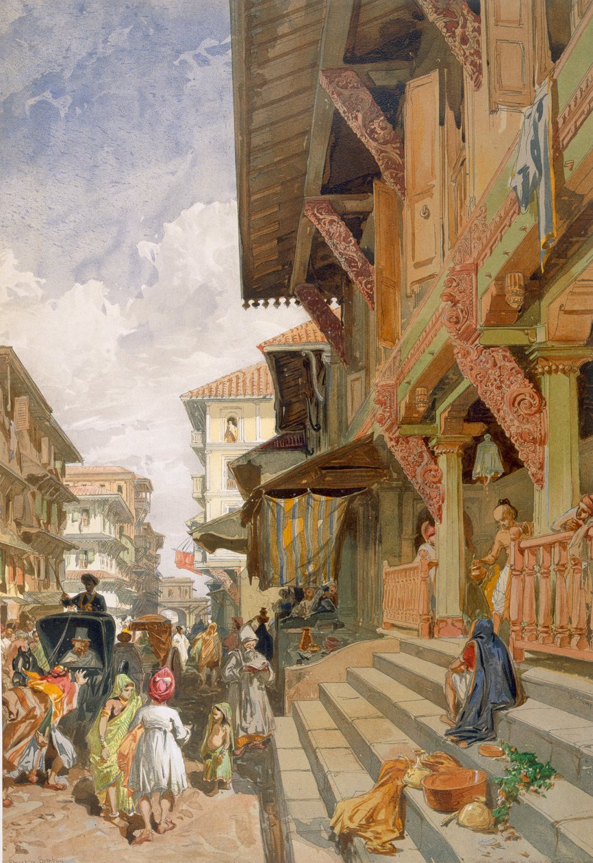 Ulice v Bombaji, z ‚Indie starověké a moderní‘, 1867 od William Crimea Simpson
