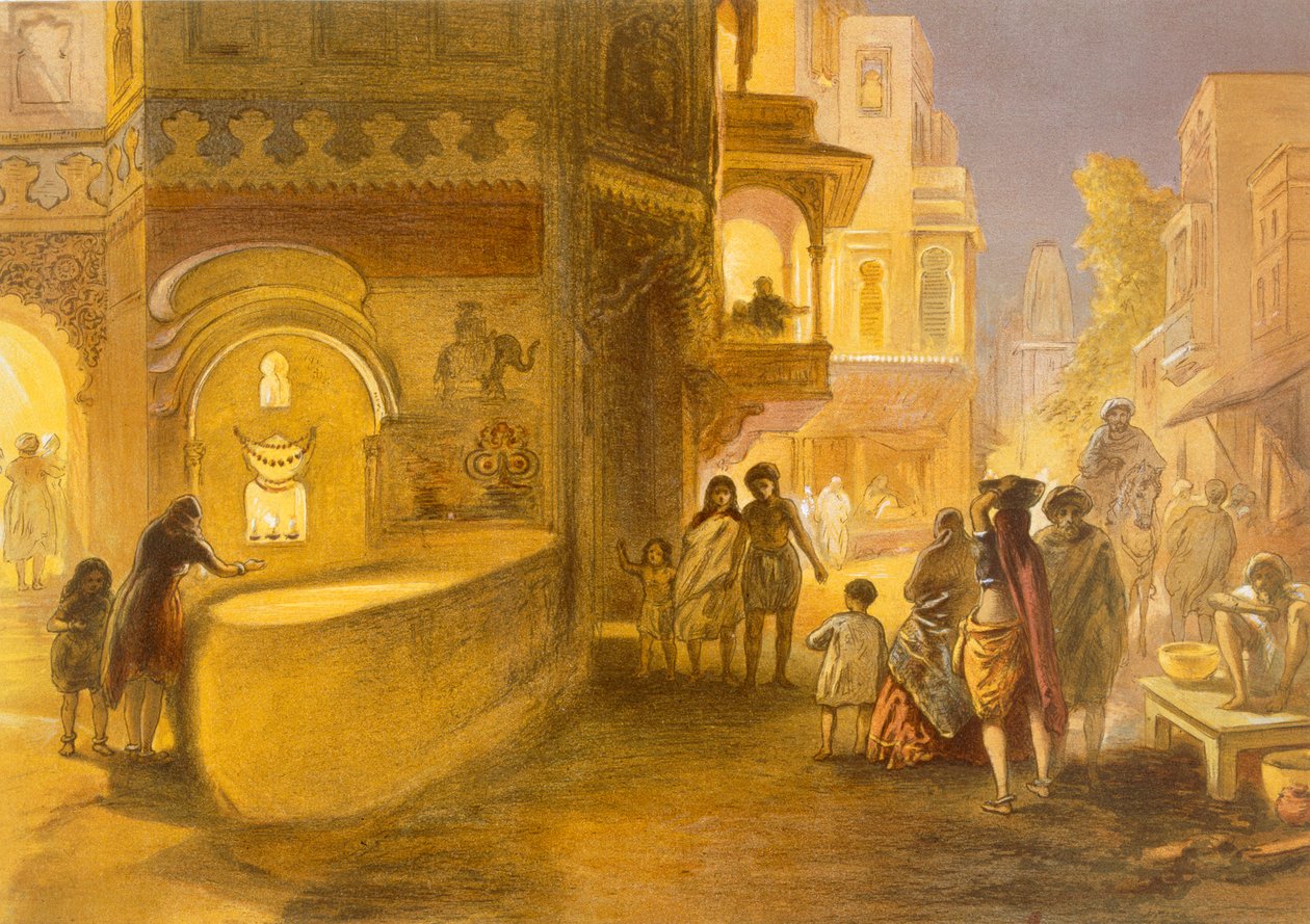 Dewali neboli Festival lamp, z ‚Indie starověké a moderní‘, 1867 od William Crimea Simpson