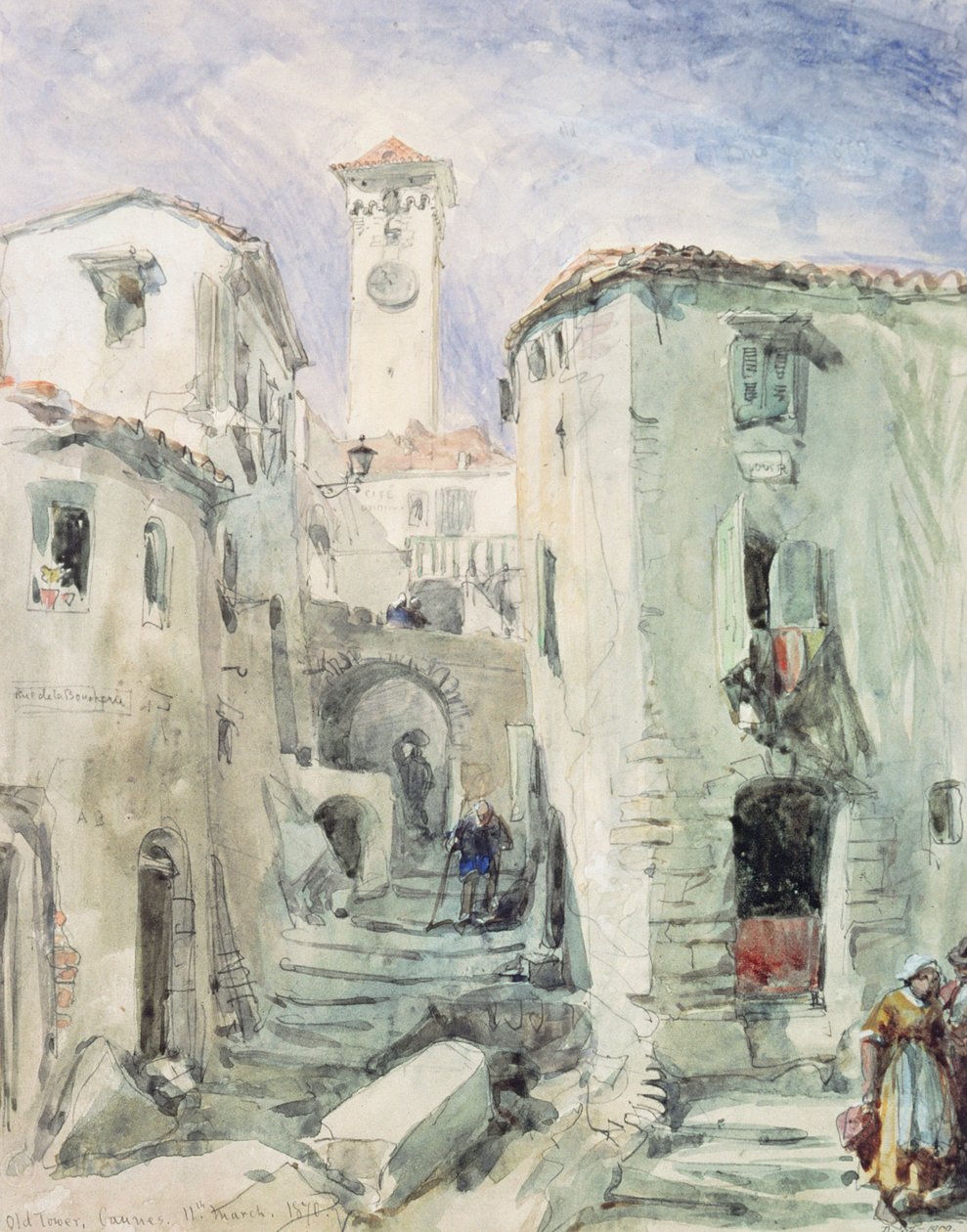 Stará věž v Cannes, 1870 od William Crimea Simpson